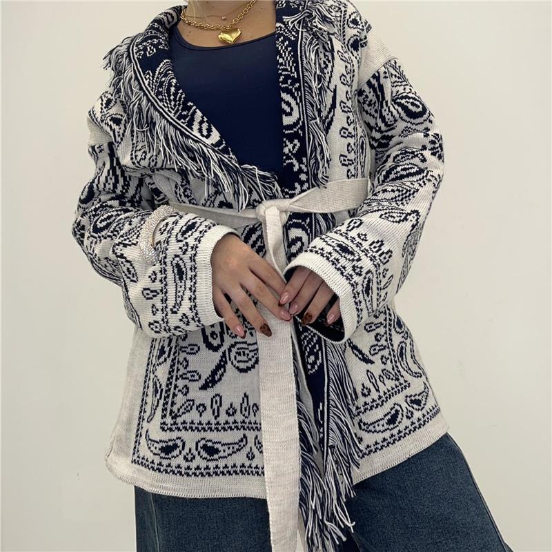 cardigan/kimono con cintura e frange aladin
